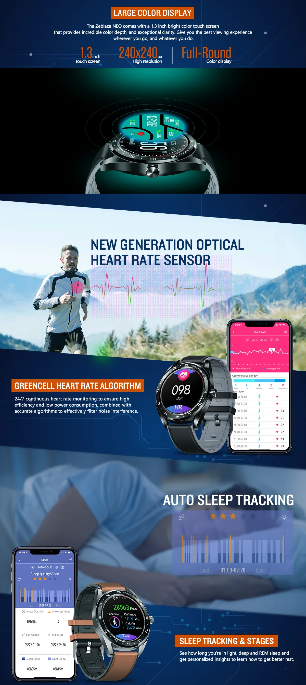 Title 3, Full Circle Touch Screen Smart Watch with Blood...