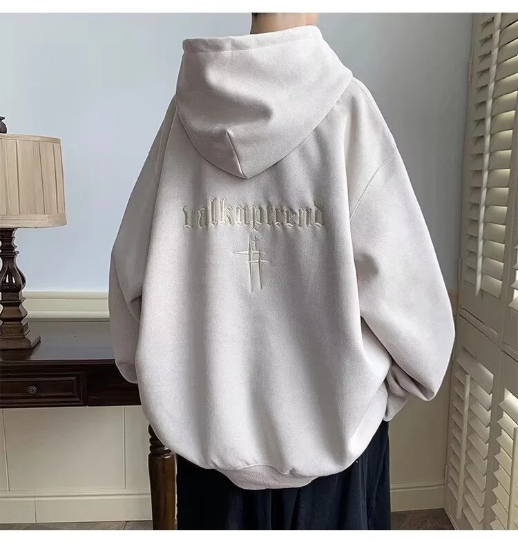 Jaqueta com capuz de fleece solta masculina. Conforto e aquecimento garantidos para uso diário e atividades ao ar livre. Macia e versátil. — foto 5
