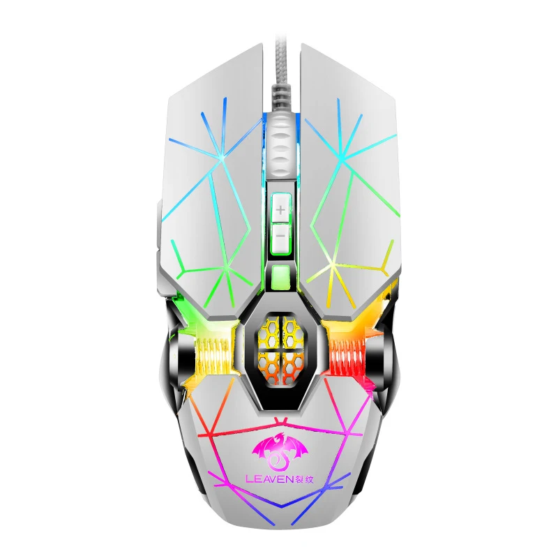 Title 7, Mouse meccanico RGB luminoso USB cablato per uf...