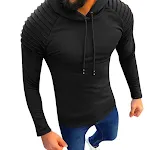 Pescoço redondo masculino fino de cor sólida com capuz com capuz de mangas raglan listradas de manga longa de mangas listradas — foto 1