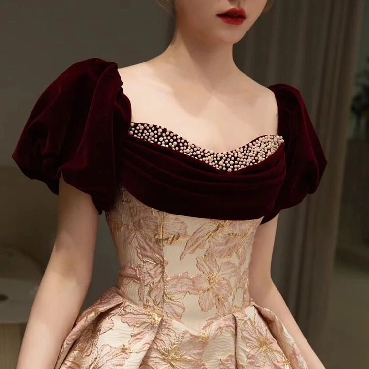 Summer Red French Engagement Off-shoulder Fashion Runway Banquet Evening Dress — photo 1
