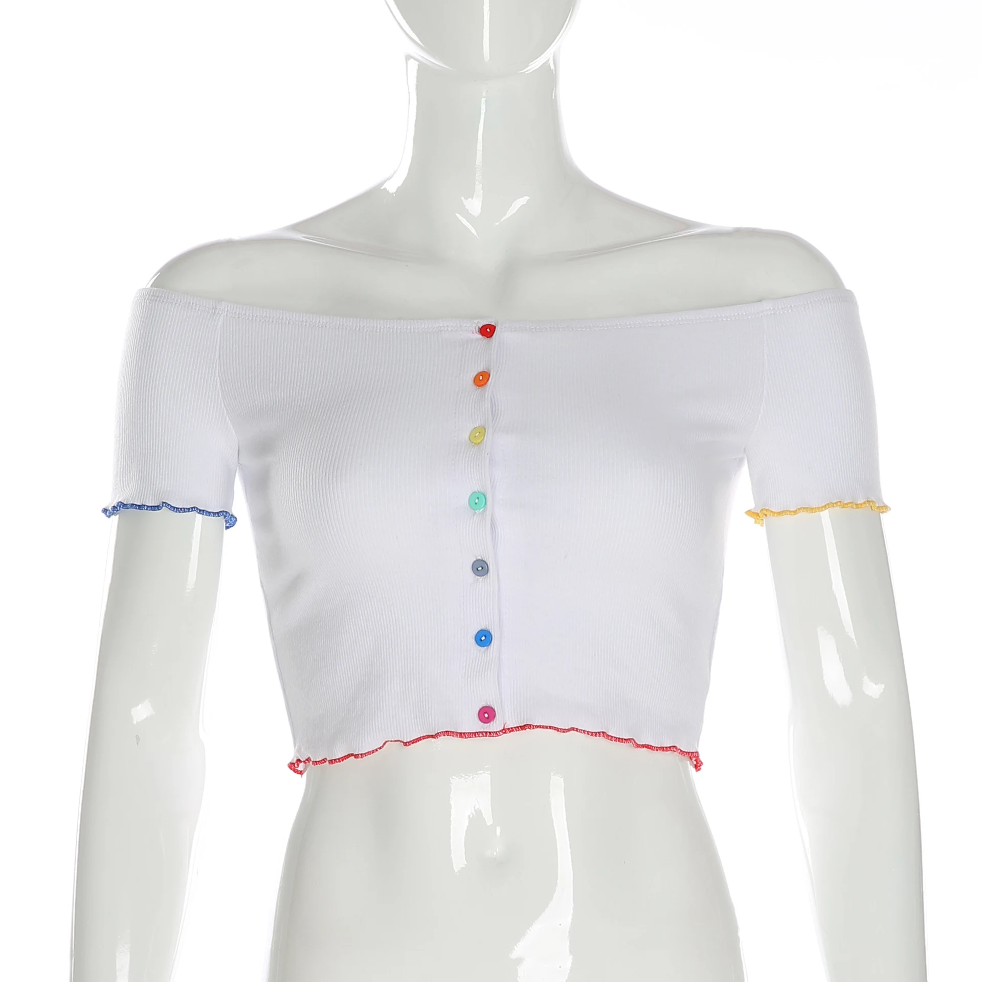 Title 13, Pulsante colorato Off-Shoulder Nello Top