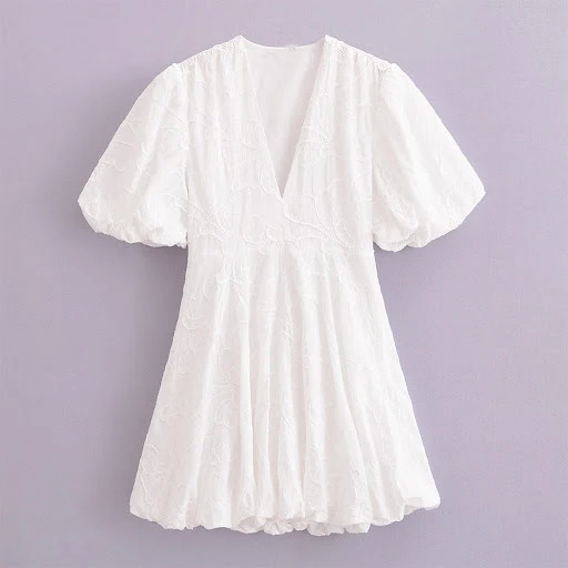 Title 11, Womens Clothing All-match White V-neck Embroid...