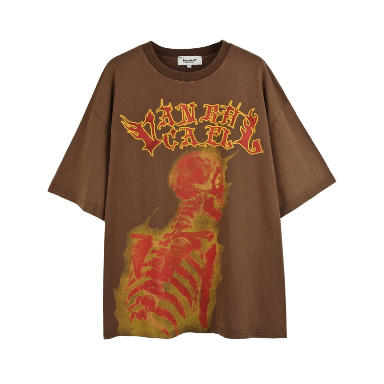Camiseta Street Skull de manga curta para homens e mulheres, casal solto. Design moderno e urbano para um visual descolado e confortável. — foto 8