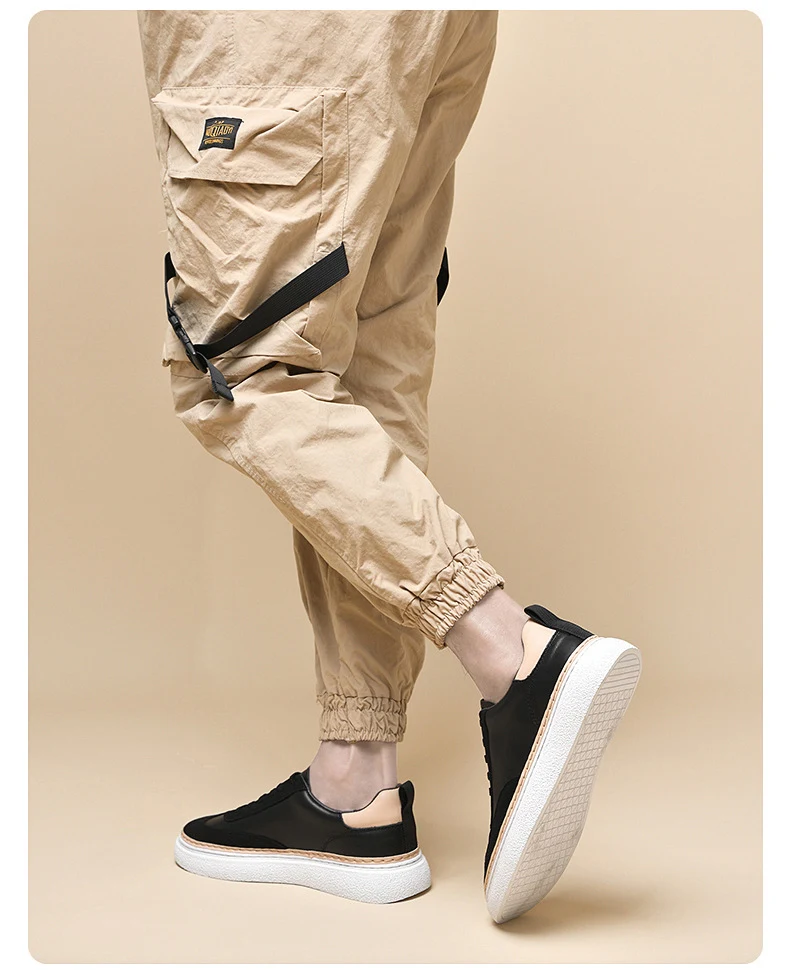 Gruboziarniste sneakersy z górnej warstwy skóry bydlęcej, modne i codzienne obuwie, idealne do codziennych stylizacji, zapewniające wygodę i styl. — zdjęcie 10