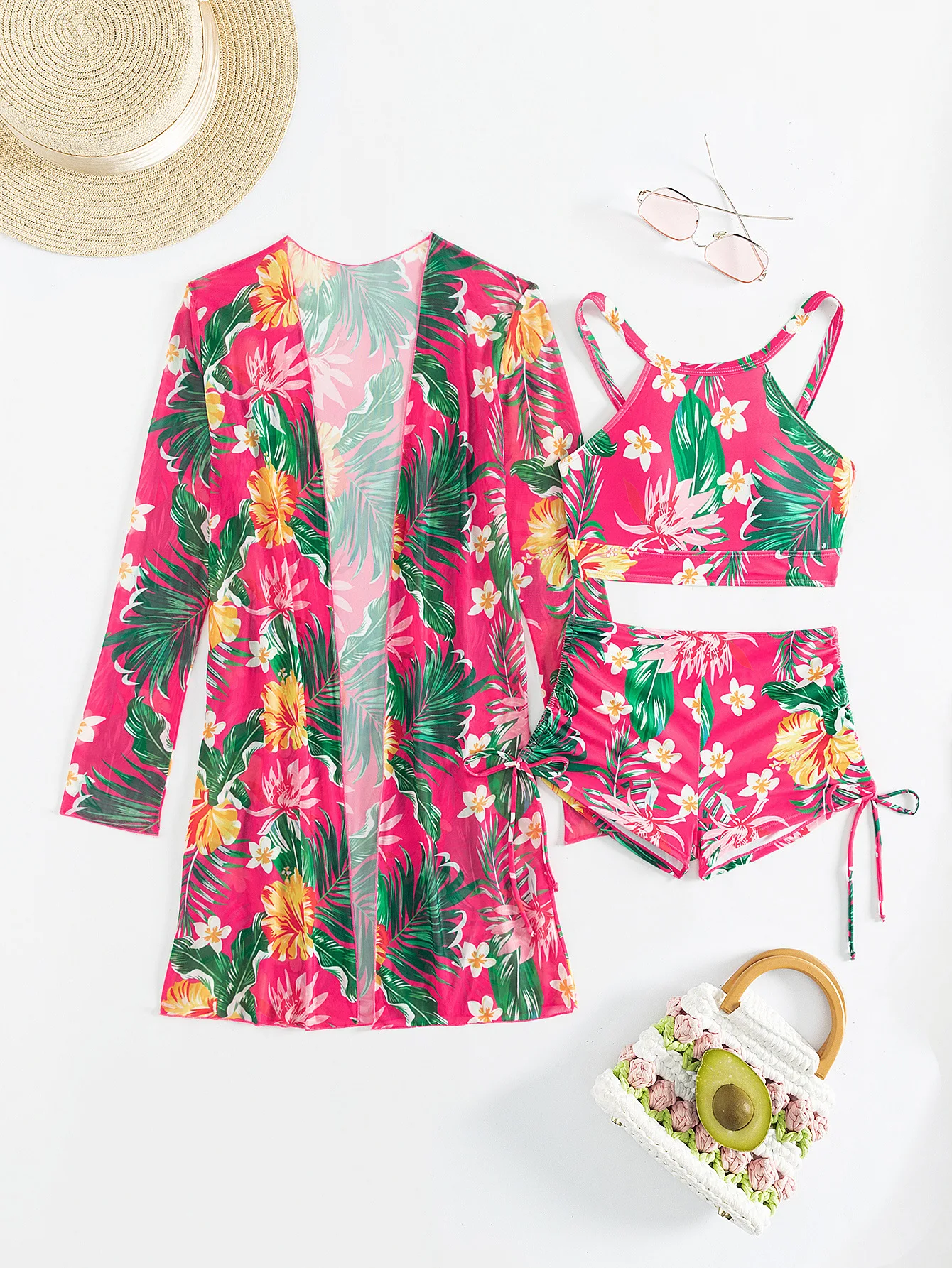 Dames badpak met print Driedelig tweedelig pak Comfortabel en stijlvol ontwerp Ideaal voor zomer, strand, vakantie en zwemmen — foto 25