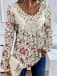 New European And American Women's Clothing Lace Printed Top with Lace Collar. Elevate your style with this elegant and v — photo 28