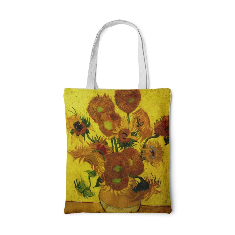 Bolsa de lona de girassol Arte criativa Autorretrato Bolsa de ombro Bolsa de mão personalizada. Leve sua arte com você, expresse-se! — foto 14