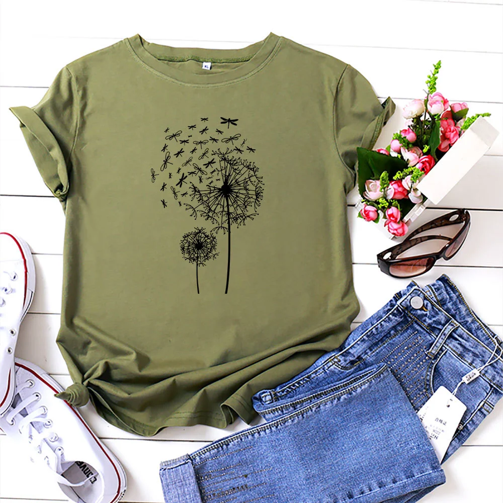 T-shirt da donna a maniche corte in cotone moda — foto 11