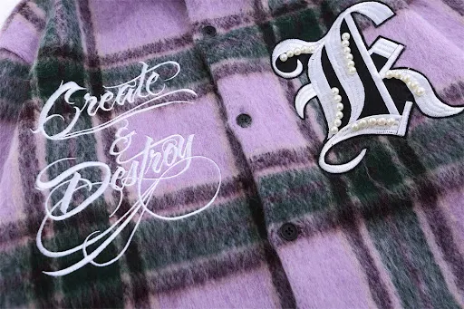 Title 10, Embroidered Letter Color Matching Plaid Woolen ...