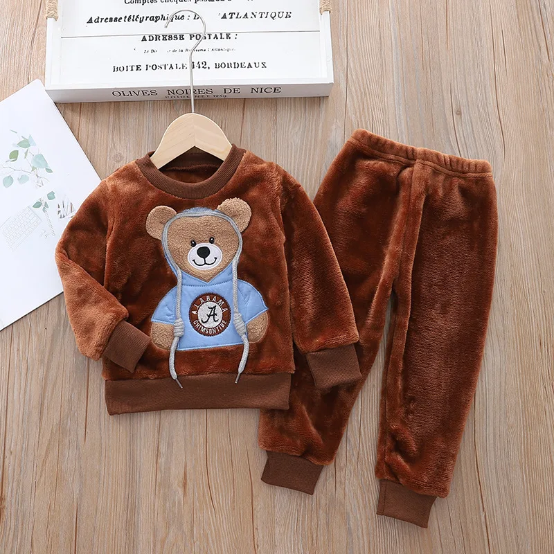 Pijama infantil de inverno com desenho animado e espessura, roupa grossa para crianças, macacão quentinho e confortável para noites frias. — foto 9