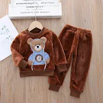Pijama infantil de inverno com desenho animado e espessura, roupa grossa para crianças, macacão quentinho e confortável para noites frias. — foto 9