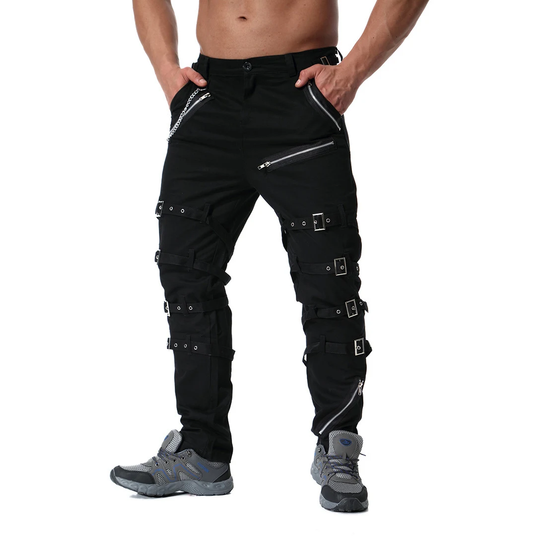 Men's metal decoration oversized casual trousers, offering a relaxed fit and comfortable style for everyday wear and eff — photo 11