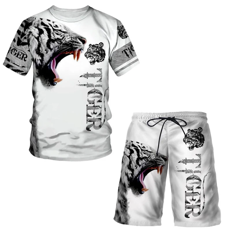 Completo Sportivo Uomo con T-shirt Stampata in 3D Traspirante Leggero e ad Asciugatura Rapida Ideale per Allenamento e Attività all'Aperto — foto 7