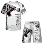 Completo Sportivo Uomo con T-shirt Stampata in 3D Traspirante Leggero e ad Asciugatura Rapida Ideale per Allenamento e Attività all'Aperto — foto 7