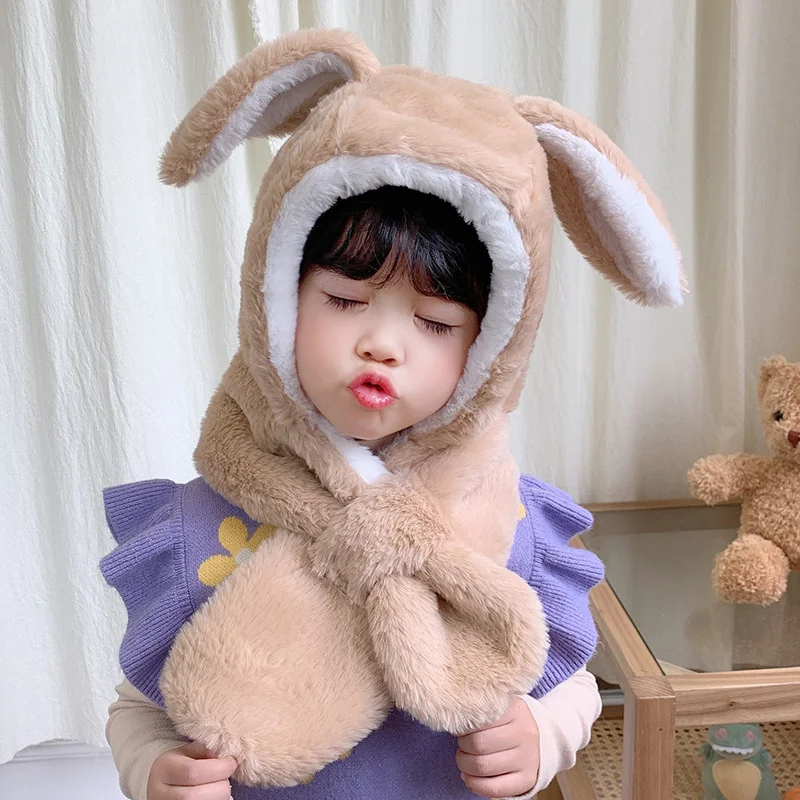 Cachecol Infantil com Orelhas de Coelho Doce e Fofo, Touca Uma Peça Só, Quentinho e Charmoso para Crianças, Ideal para o Inverno — foto 14