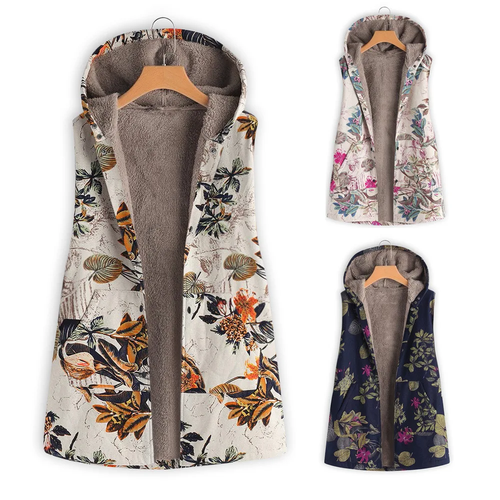 Title 6, Womens Printed Hooded Sleeveless Top Plush Jac...