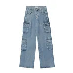 American Retro Multi-pocket Distressed Straight Cargo Pants for Men. Durable and stylish, offering ample storage and a c — photo 11