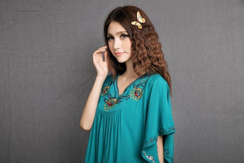 Title 18, Ladies Embroidered Loose Shirt Flared Sleeves