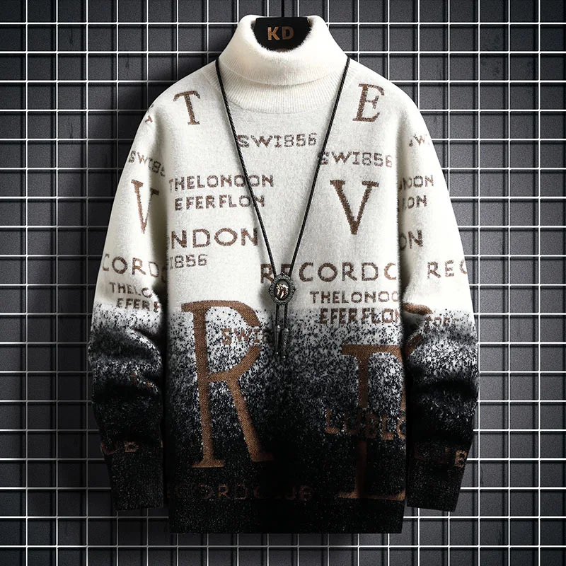 Men's Gradient Mink Fleece Turtleneck Sweater. A warm, soft and stylish sweater for men, perfect for winter, offering co — photo 1