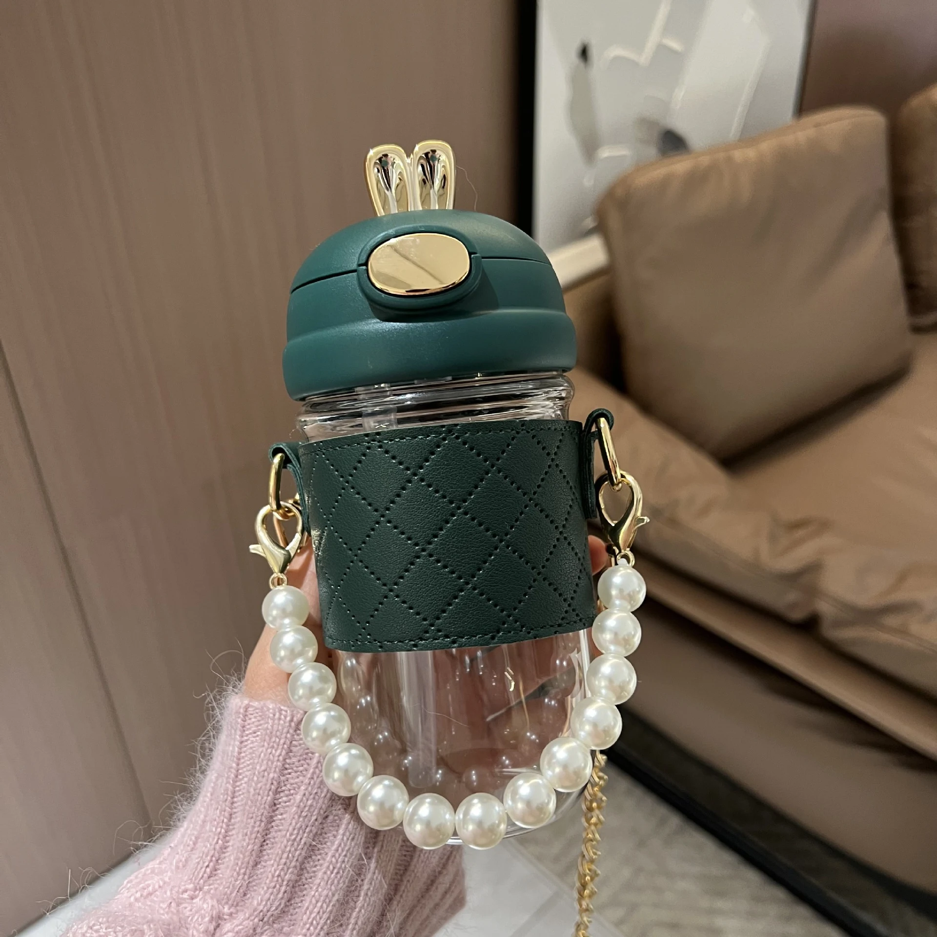 Title 7, Lovely Straw Glass Carrying Cup for stylish hyd...
