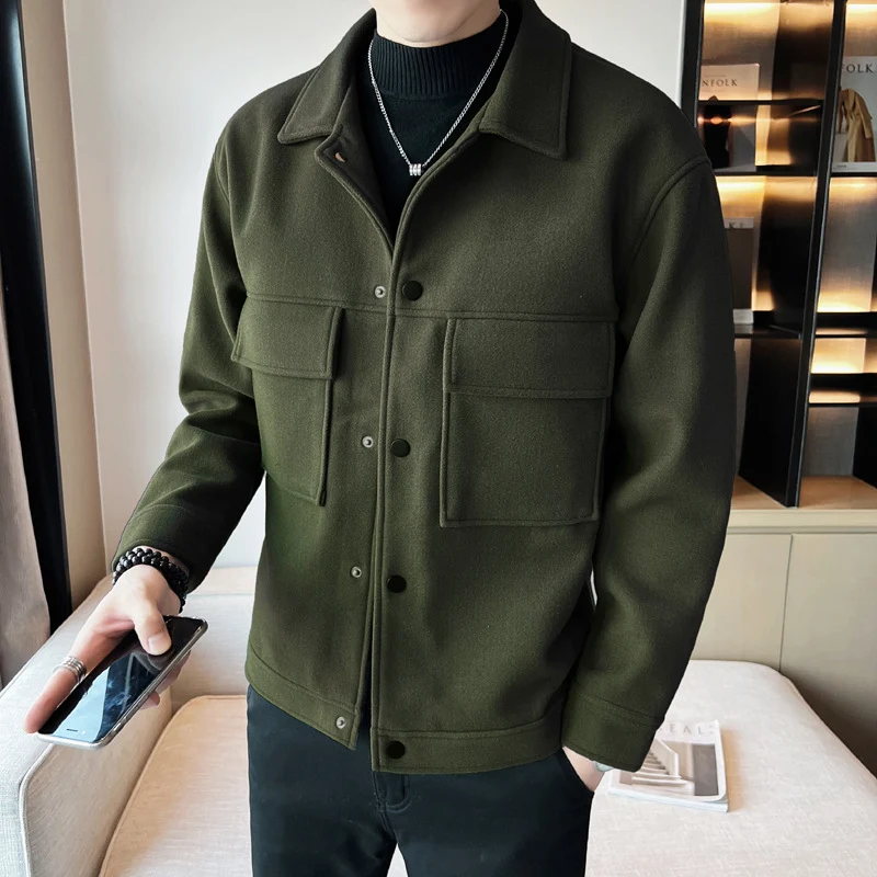 Men's Casual Lapel Jacket Loose Woolen Coat offering comfort and style. A versatile choice for everyday wear and casual — photo 6