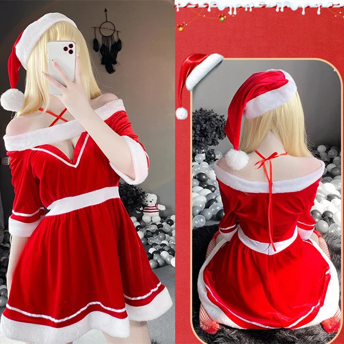 Damesmode Eenvoudig Kerst Tube Top Uniform Pak, stijlvol en charmant, ideaal voor feestelijke gelegenheden. — foto 5