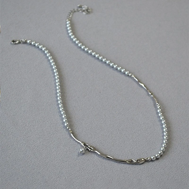 Colar de pérolas com costura eletroplacada corrente de clavícula feminina Elegância e sofisticação para realçar seu visual Joia delicada para presentes — foto 1