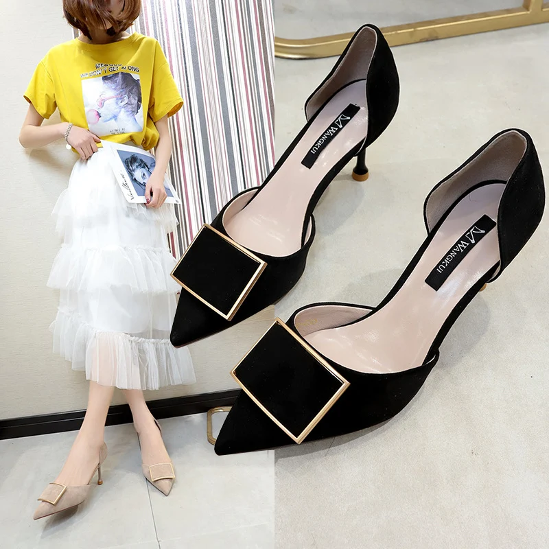 Fashionable Square Buckle Girly High Heels Stiletto Heel, perfect for any occasion, elevates your style, shop now for th — photo 5