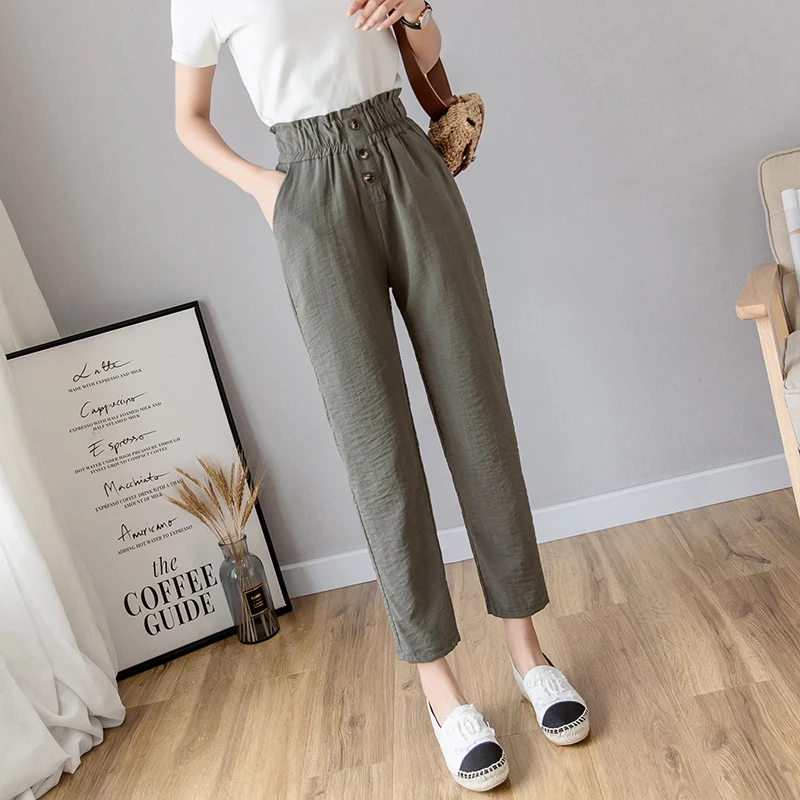 Cotton and linen casual loose cropped trousers. Experience comfort and style. Perfect for warm weather, offering a relax — photo 3