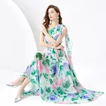 Vacation Style One-shoulder Sleeveless Ribbon Long Wide Swing Printed Dress — photo 13