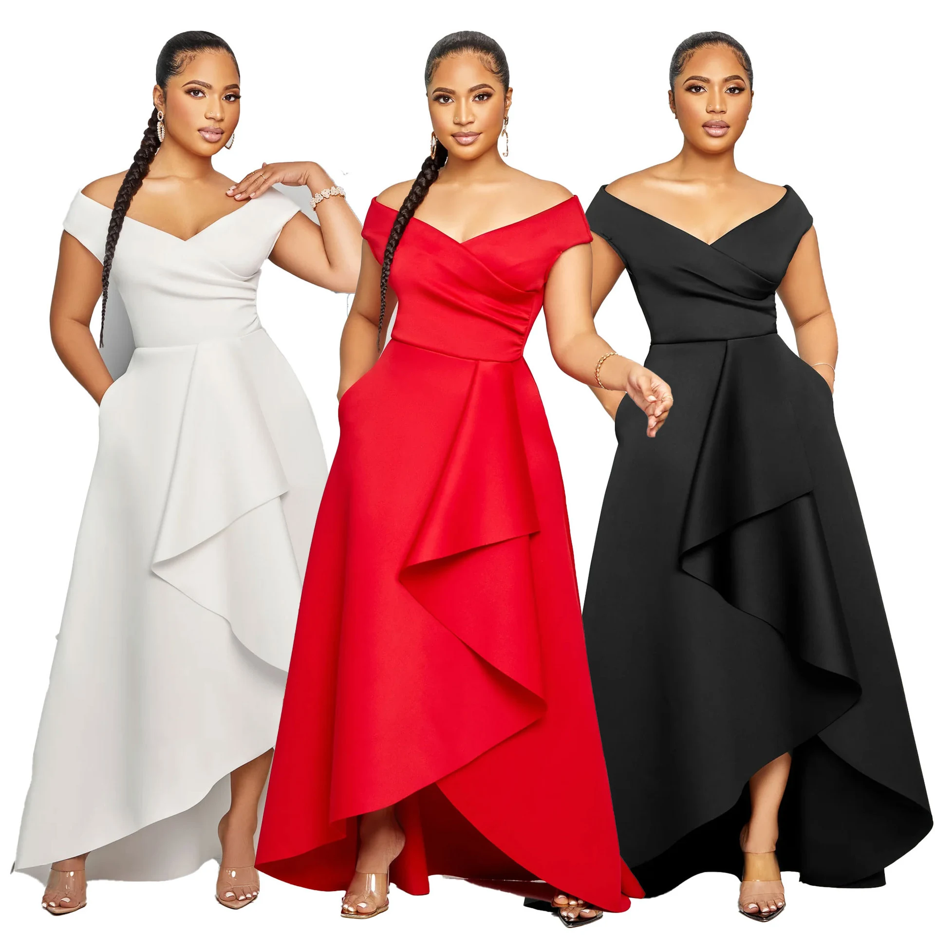 Slim-fit solid color off-shoulder sleeveless large swing dress, a stylish summer essential, comfortable and flattering, — photo 35