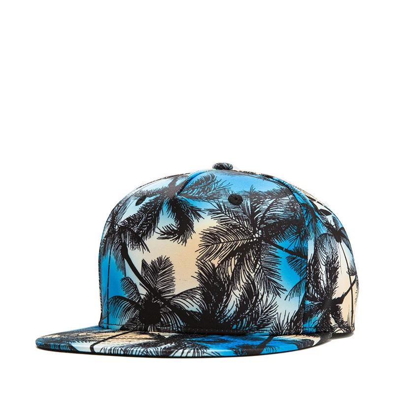 Boné de beisebol aba reta Hip Hop com impressão digital HD Vista de coco para estilo urbano e proteção solar com conforto. — foto 4