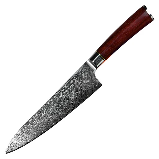 Title 4, Rosewood Damascus Steel Chef Knife with Wooden ...