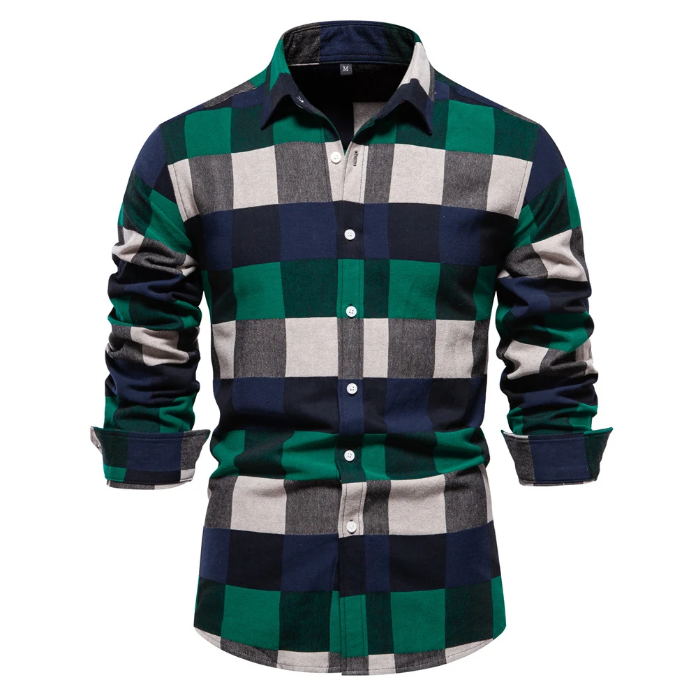 Men's Fashion Plaid Long Sleeve Shirt Top, a stylish and comfortable shirt, perfect for casual wear, versatile and suita — photo 2