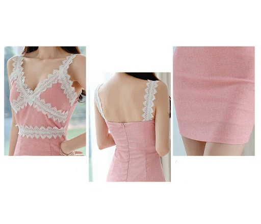 Title 5, Abito con scollo a V da donna con patchwork in ...