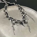 Gola feminina com rebites de borla e costura com miçangas, um acessório elegante e charmoso para realçar seu visual. — foto 1