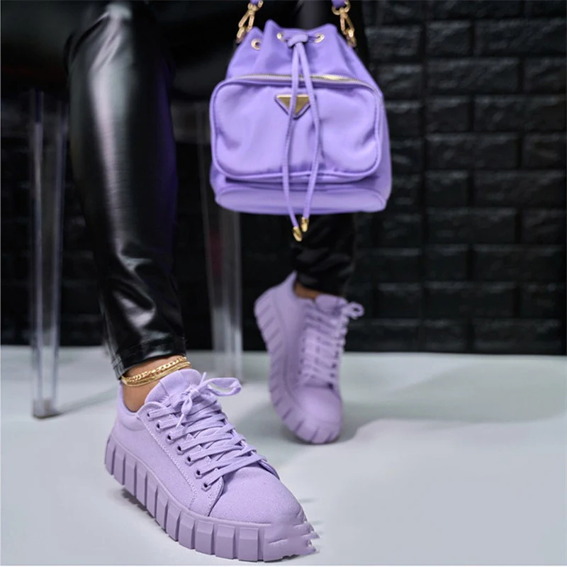 Women's Casual Sports Lace-up Canvas Shoes With Platform – Comfortable and stylish footwear for everyday wear, perfect f — photo 6