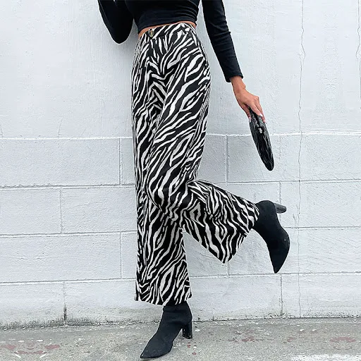 Title 4, Zebraprint fashion broek met wijde pijpen voor ...