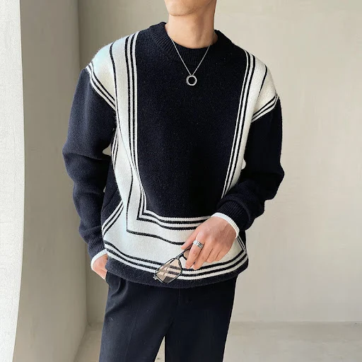 Title 6, Mens Geometric Jacquard Light Ripening Sweater...