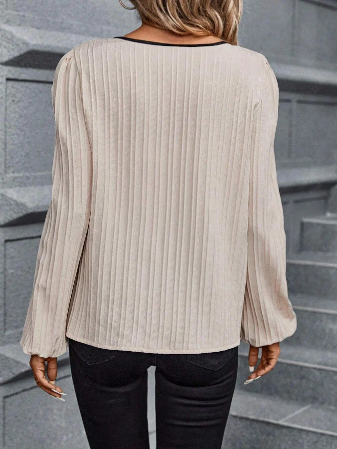 Title 15, Womens Clothing Color-block V Neck Bubble Long...