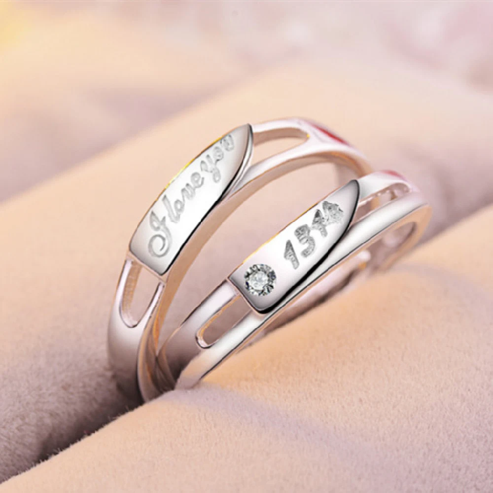 Anel de Casal Aberto Feminino, Joia de Mão Europeia e Americana, Ajustável e Elegante, Perfeito para Presentear — foto 39
