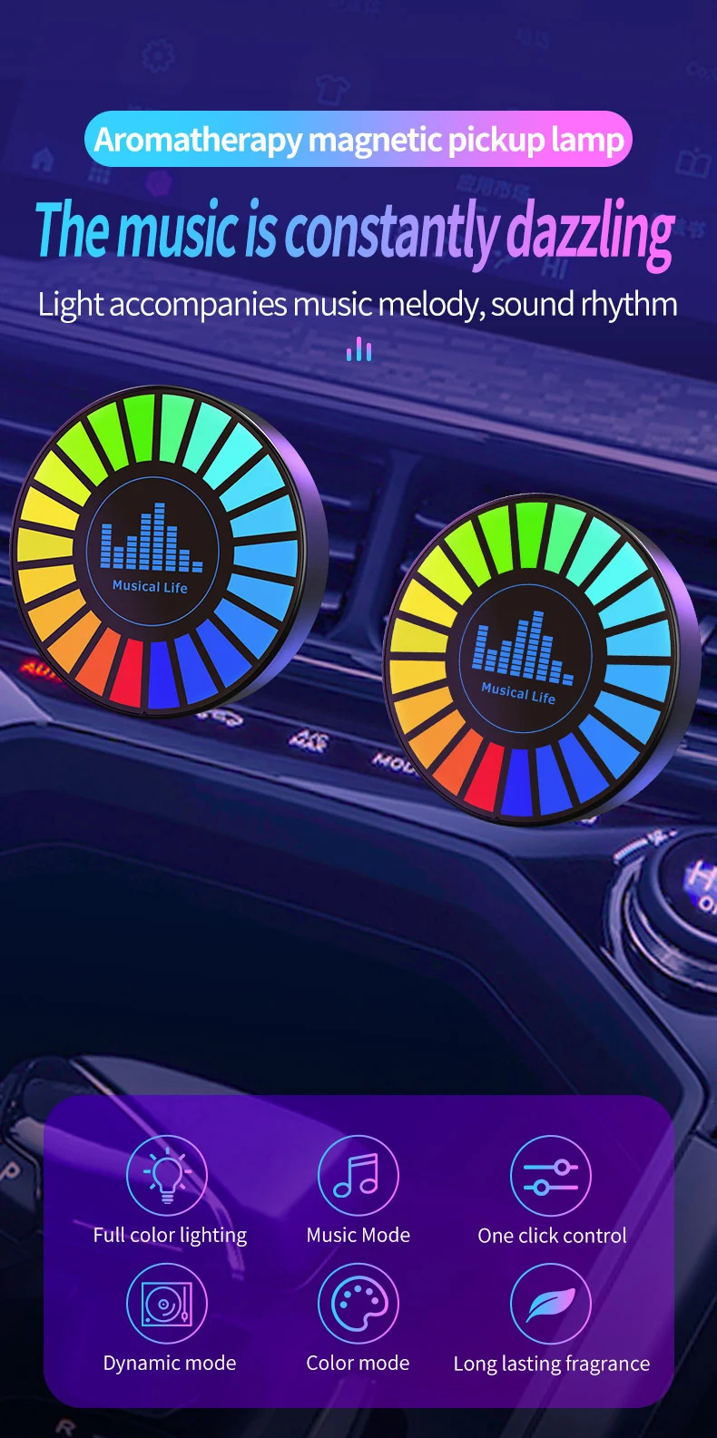 Title 7, Lampe de rythme musical LED RGB pour voiture, b...