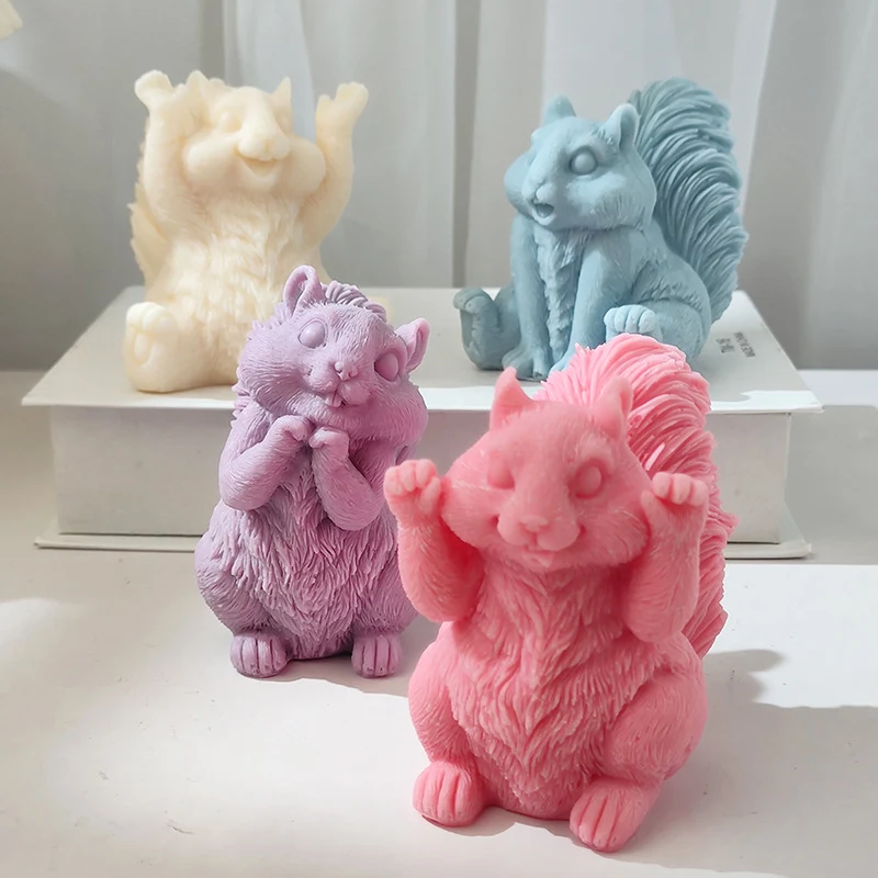 Title 8, Big Tailed Squirrel Silicone Mold for Candles a...