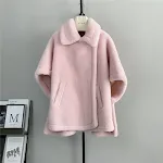 Women's Mid-length Loose Batwing Sleeve Lamb Fur Coat for warmth and style. This comfortable winter coat offers a relaxe — photo 2