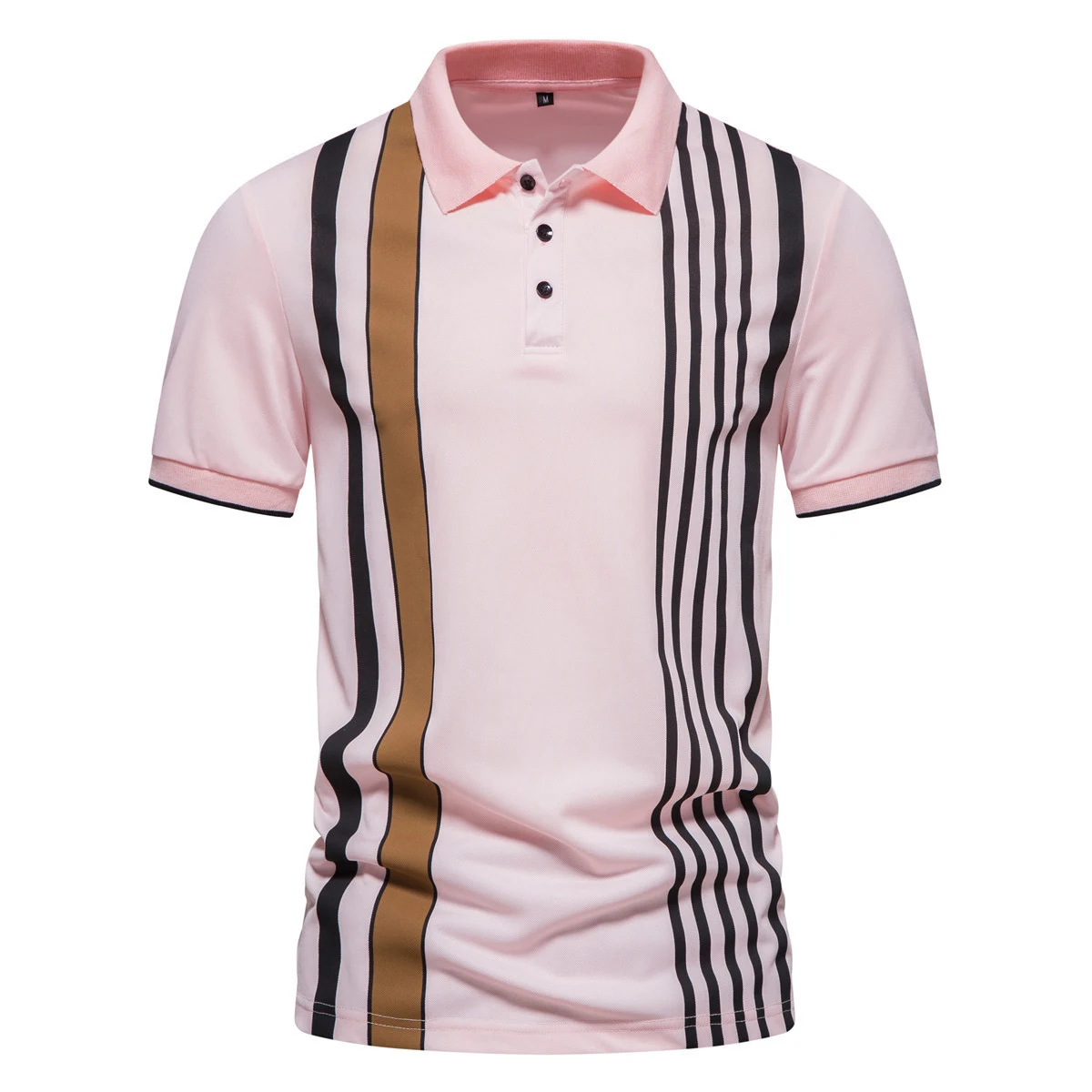 Gestreepte herenoverhemd met korte mouwen en reverskraag in grote maten. Perfect voor een casual en stijlvolle zomerlook. — foto 4