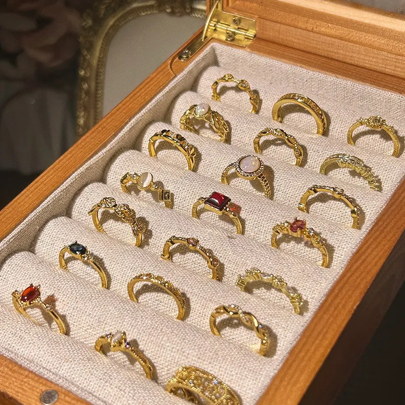 Title 3, Anel retrô de ouro 18K para mulheres Joia cláss...