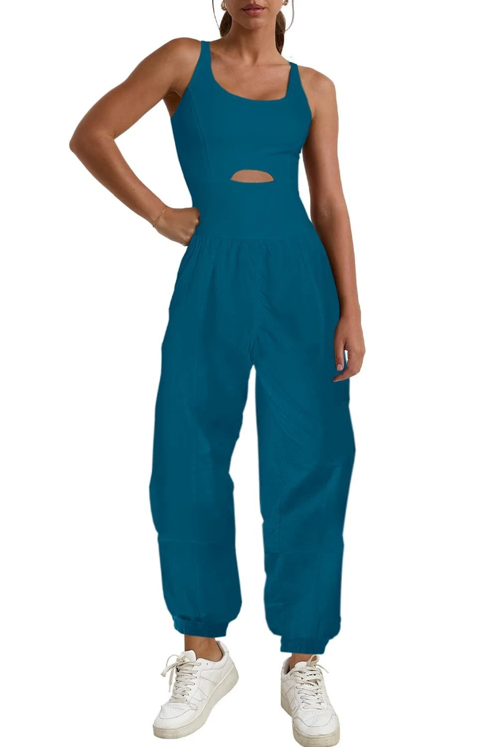 Dames mouwloze sport jumpsuit Ideaal voor fitness en yoga Ademende en elastische stof Veelzijdige jumpsuit design Comfortabel en stijlvol voor je workouts — foto 3