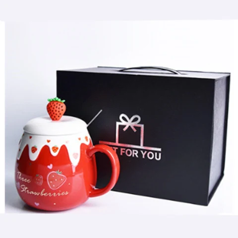 Ceramic Coffee Mug With Lid And Spoon Cute Creative Kawaii Water Enjoy your favorite drinks in style and with ease — photo 11