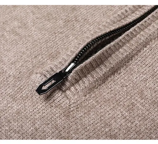 Title 8, Solid Color Popular Zipper Mens Lapel Knitted ...
